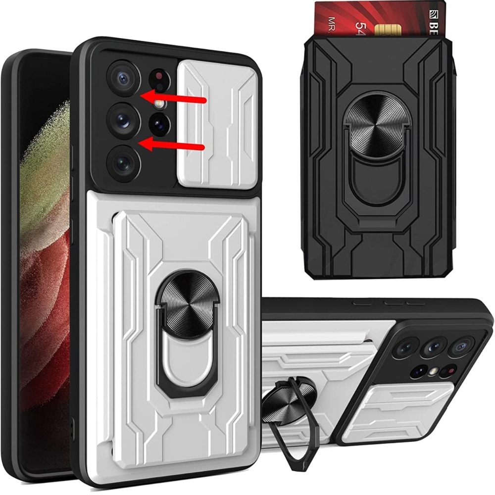 Samsung Galaxy S21 Ultra 5G Case with Removable Kickstand & Card holder-white